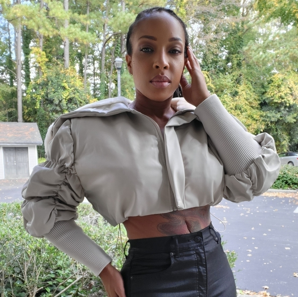 Faux leather crop jacket - Picture 4 of 4